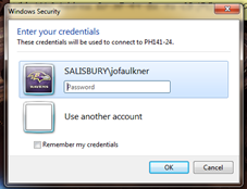 Windows security enter credentials
