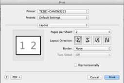 layout direction dialog